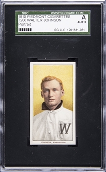 1909-11 T206 White Border Walter Johnson, Portrait - SGC Authentic
